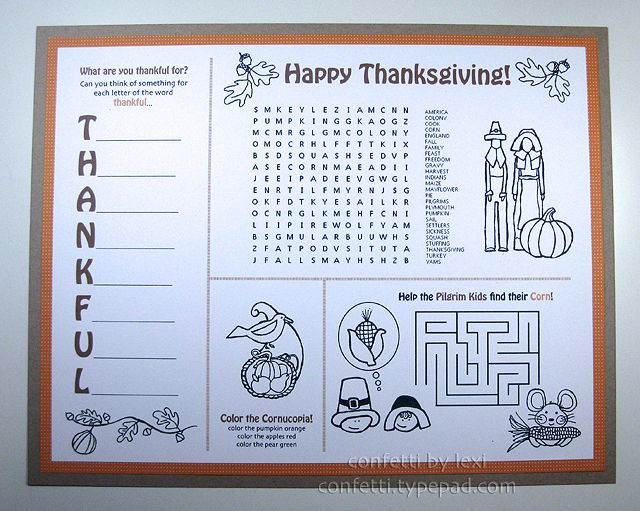 The Best Kids Thanksgiving Placemats Rustic Baby Chic