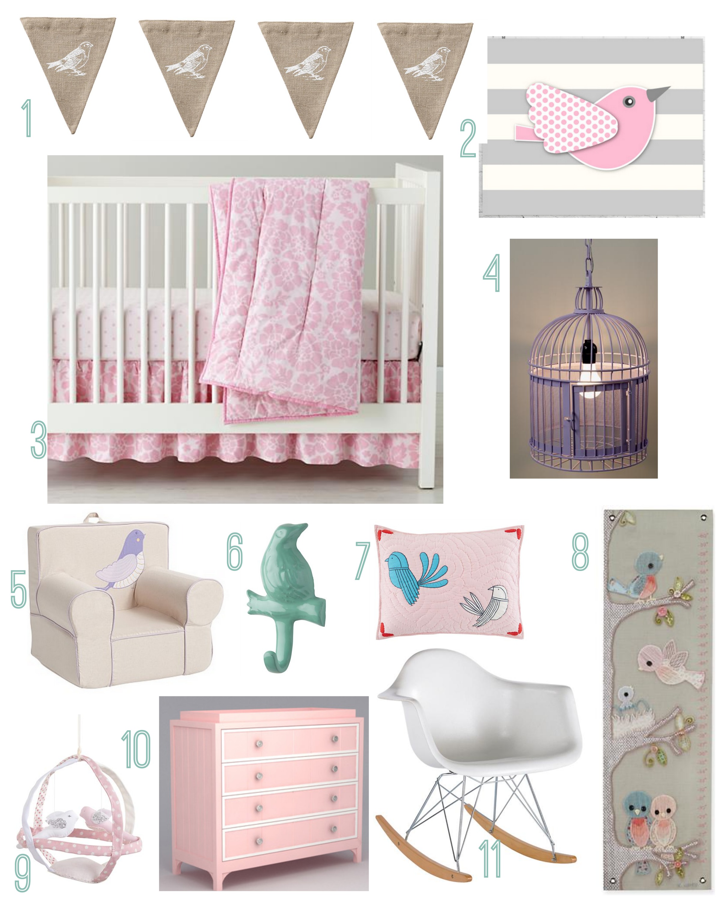 Little Bird Girls Nursery Rustic Baby Chic